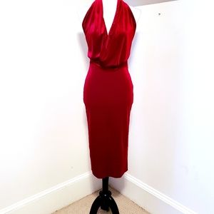 Katie May Red Velvet Open Back Dress